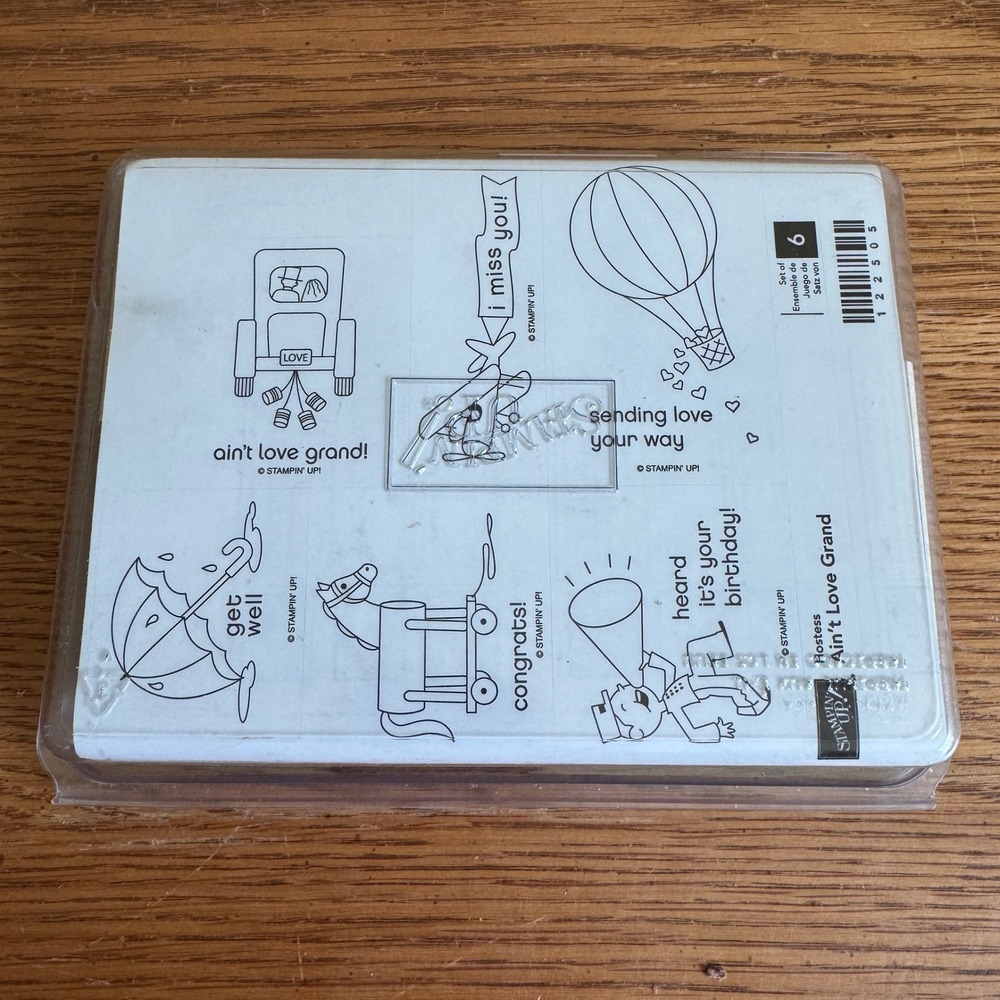Stampin Up Ain't Love Grand Hostess Wood‎ Mount Rubber Stamp Set 122505 Set of 6